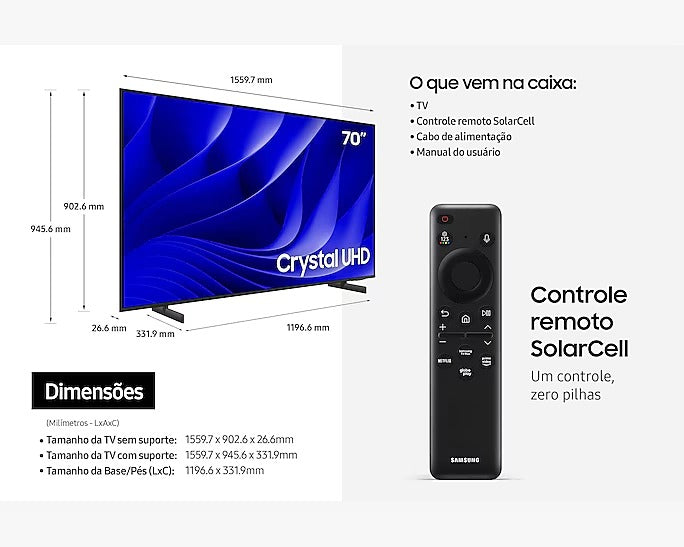 TV Samsung Crystal UHD 4K 2024 DU8000 70''