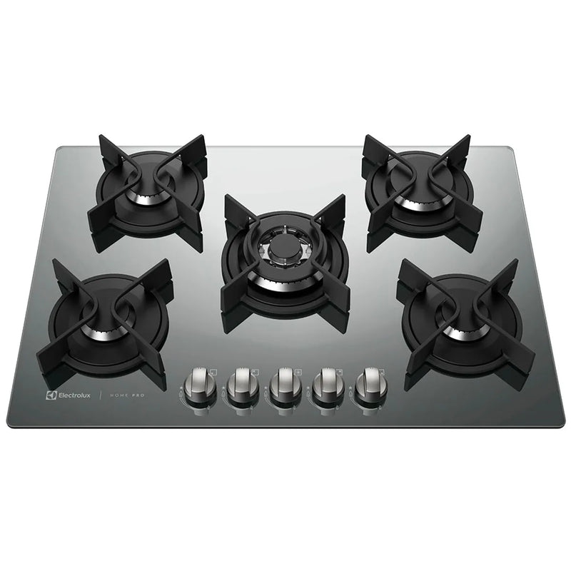 Cooktop 5 Bocas Electrolux a Gás Prata com Tripla Chama e Grade Ferro Fundido Home Pro (GC75U) - Bivolt