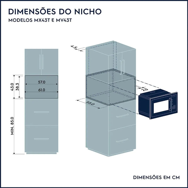 Micro-ondas Electrolux 34L cor Inox Home Pro com Grill e Função Tira Odor (MX43T)