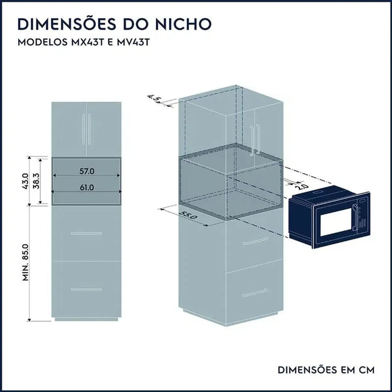 Micro-ondas de Embutir Electrolux 34L Preto com Grill Pro Series (MV43T)