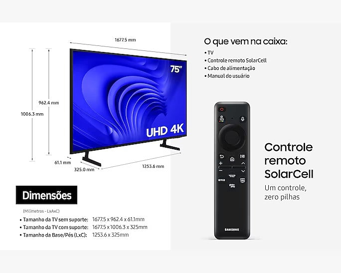 TV Samsung Crystal UHD 4K 2024 DU7700 75''